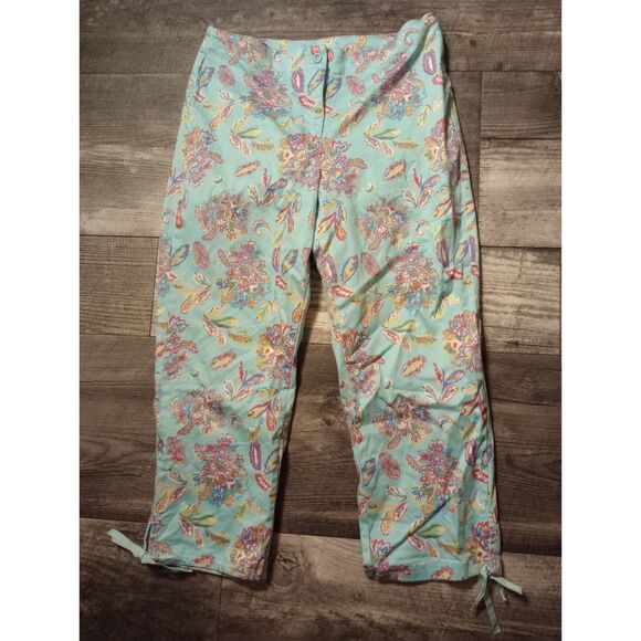 Fashion Bug Women's Size 10 Blue Floral Stretch Capris - Picture 2 of 5